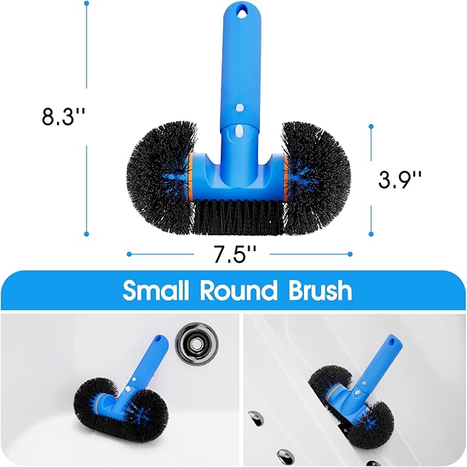 TidyMister 5-in-1 Spa Cleaning Set - Hot Tub Small Pools Maintenance Accessories Kit - Skimmer Net, Round Brush, 2ft Pole, Scrub Glove and Scum Absorber