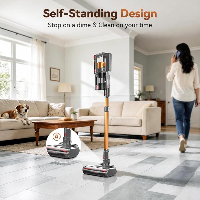 TechRise Cordless Vacuum Cleaner,55Kpa 650W 70-Min Stick Vacuum with LED Display,Anti-Tangle Brush & 8-in-1 Filter,Handheld Convertible,Multiple Charging,Vacuum Cleaners for Home/Pet Hair/Carpet/Floor