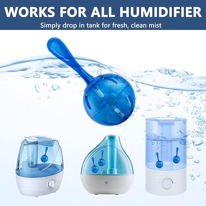 Humidifier Cleaner Ball, 20 Pack, Silver Ion Humidifier Tank Cleaner, Prevents Hard Water Build-up & Mold, Long-Lasting Water Purifier for All-Season Use, Fits Most Humidifiers, Fish Tanks & Vases