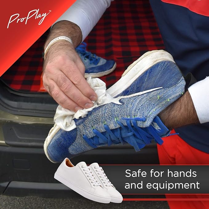 ProPlay Athletic Shoe Cleaning Wipes | Carnauba Wax Included | Repels Water from Shoes | Powerful Cleaner that Removes Dirt, Grass, and Sand | Convenient, Resealable Pack - Unscented 2 Pack