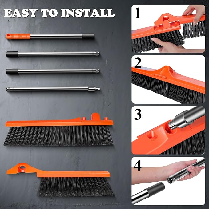 MASTERTOP 24" Yard Broom, Heavy Duty Garden Broom with Stiff Bristles, Outdoor Sweeping Brush,Push Broom for Warehouse Garden Garage Factory Patio Deck Driveways