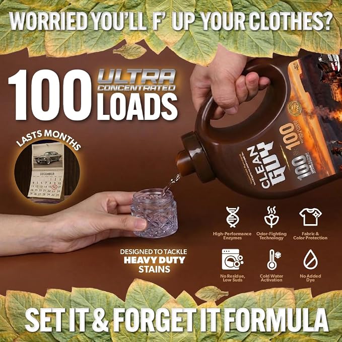 Laundry Detergent | Powerful Cleaning, Soft & Fresh Clothes, Long-Lasting Aroma - Leather & Tobacco (100 Loads)