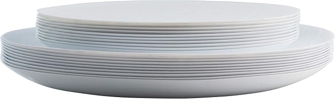 Posh Setting White Plastic Plates Disposable Plastic Wood Pattern Dinnerware (Includes 20 Dinner Plates and 20 Salad Plates) Elegant Disposable Dinnerware Set