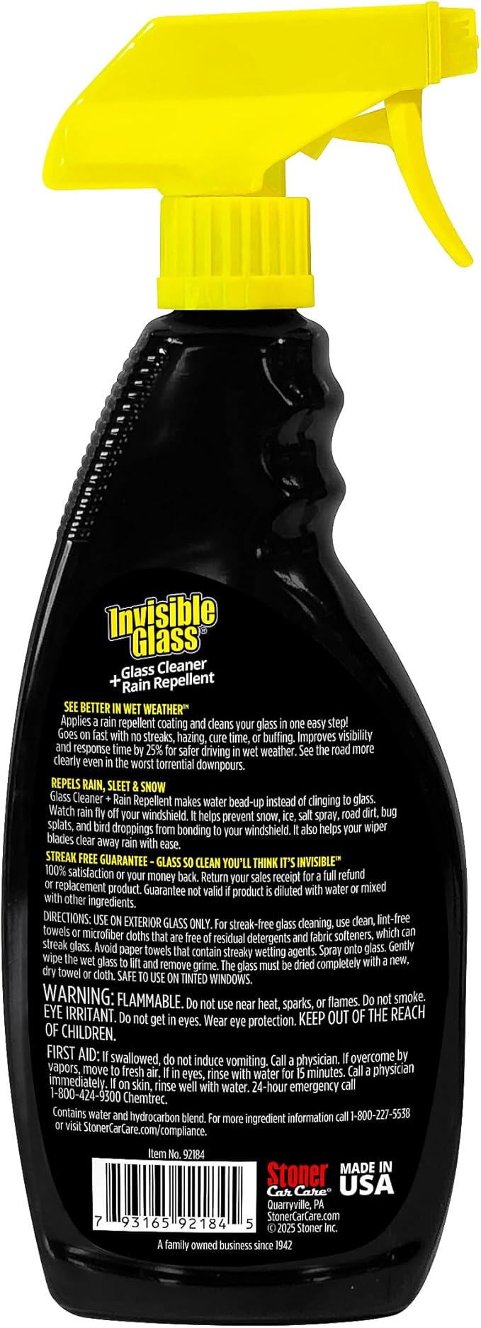 Invisible Glass 92184 Glass Cleaner + Rain Repellent 2-in-1 Windshield and Window Spray, Cleans Auto Glass, Repels Rain, Sleet, Snow, Improves Wet Weather Visibility – 22 fl oz