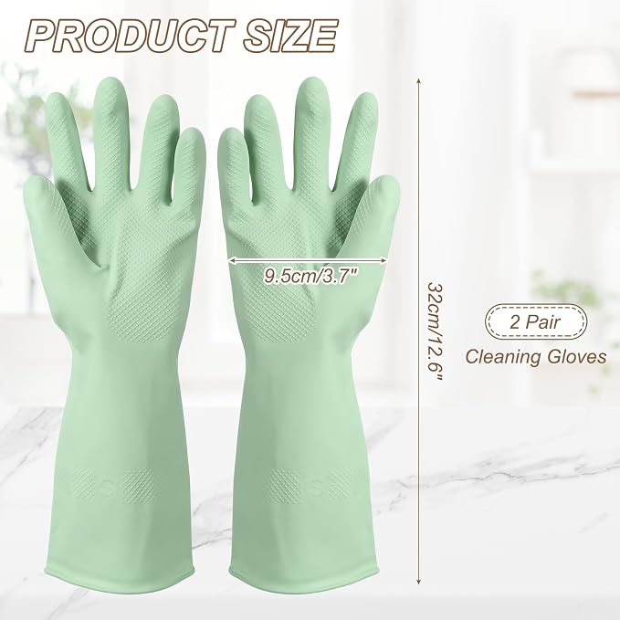 uxcell Rubber Cleaning Gloves, Reusable Household Dishwashing Long Rubber Gloves