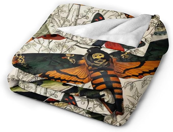Moths Blanket Throws Moth Gifts Moths Lovers Throw Blanket for Women Men Kids Adults Soft Warm Cozy Fleece Blanket for Couch Sofa Bed 50"x40"