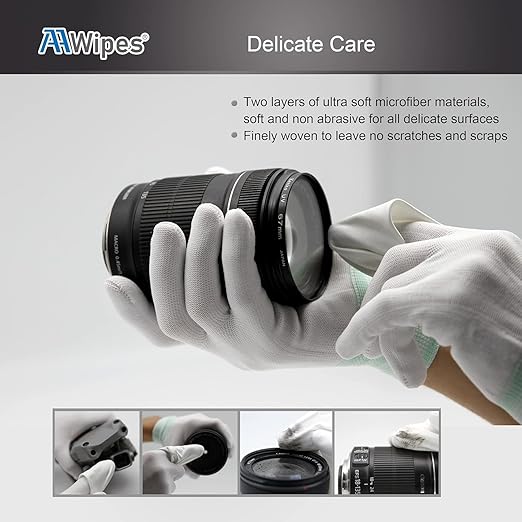 AAwipes Superfine Microfiber Wipes Knitted Cleanroom 9"x9" (100 Pcs/Bag, 200gsm, Polyester) Upgraded Lint Free Cloths for Fiber Optics, Laser Sealed Edge Class 100 Cloths (MF20009)