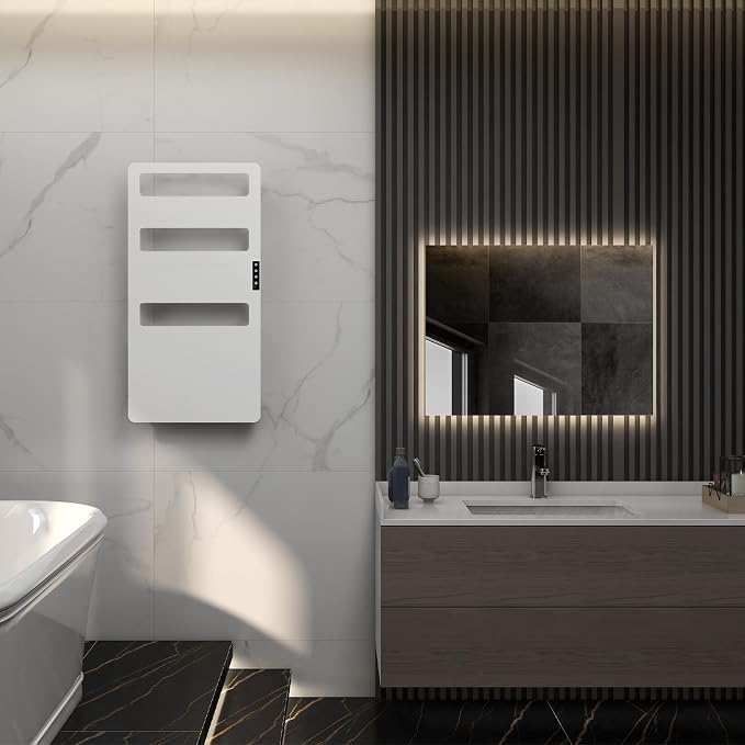 Towel Warmer with Timer for Bathroom, WiFi App Remote Control, Heated Towel Rack Wall Mounted, Electric Towel Warmers, Bath Towel Heater, Bath Towel Dryer, Hardwired or Plug-in - 35.4 x18 inch