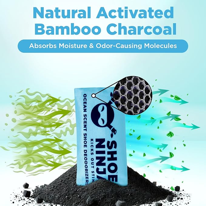 Earth Ninja Home & Shoe Deodorizer Bundle – Fridge Ninja (2 Pack) + Shoe Ninja (2 Pack) – Natural Activated Charcoal Odor Eliminators – Long-Lasting, Reusable Odor Absorbers for Fridge, Shoes, Gym Bag