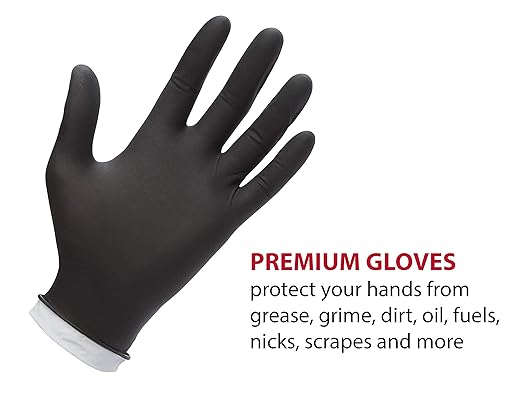 Venom Steel Nitrile Gloves, Rip Resistant Disposable Latex Free Black Gloves, 2 Layer Gloves, 6 mil Thick, X-Large (Pack of 500)