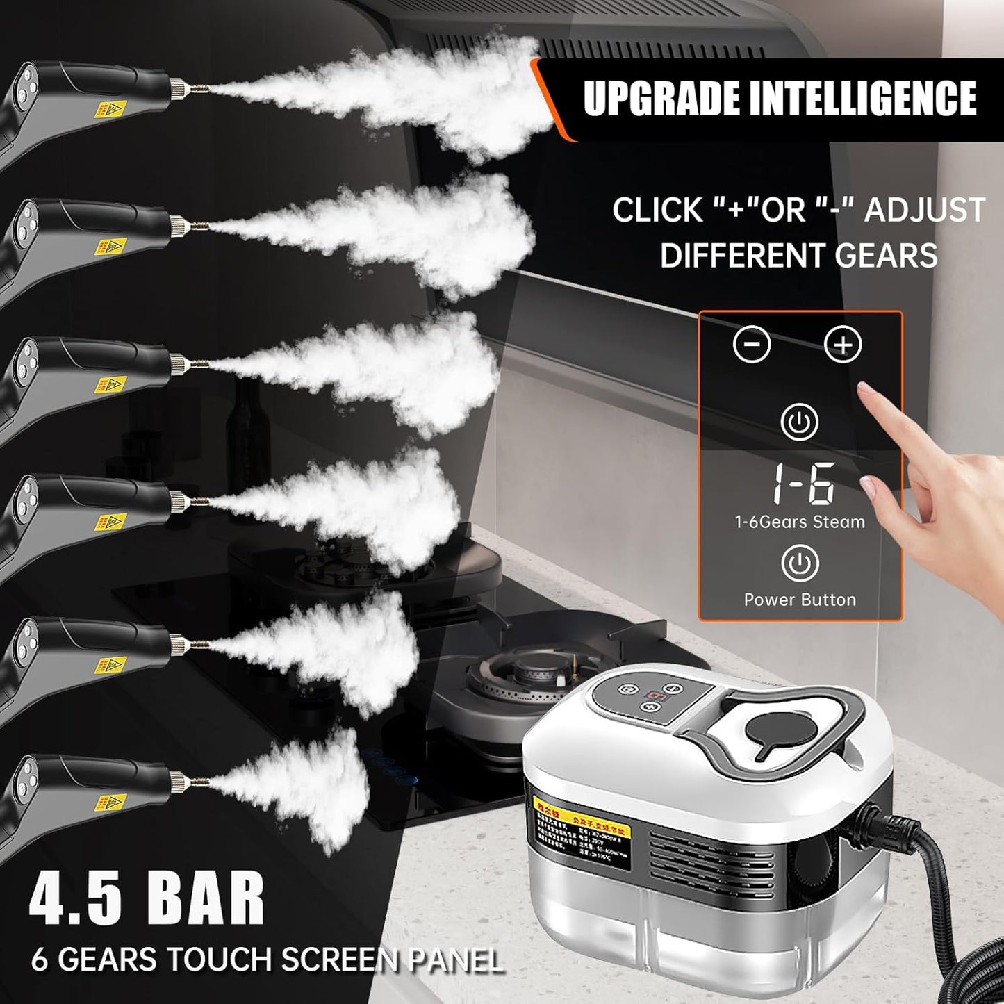High Pressure Steam Cleaner, 2500W Portable High Temp Bathroom Power Steamer Cleaning Machine Steam Cleaner For Home Use Kitchen Grease Car Cleaning