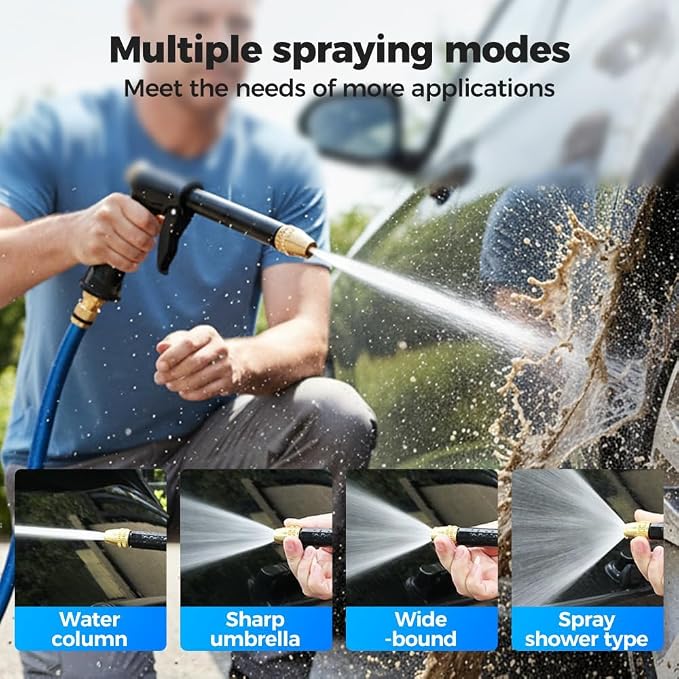 Jet Hose Nozzle High Pressure, Hydro Jet Power Washer Wand, Jet Nozzle Power Washer for Garden Hose, Rotating Nozzle, Various Spray Effects, Water Sprayer Cleaning Tool (1)