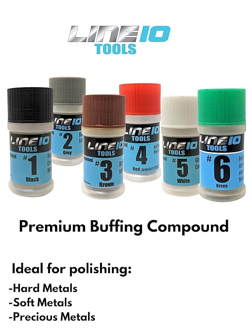 LINE10 Tools Metal Polishing Buffing Compound Set 2oz Polish Paste for Aluminum Stainless Steel Jewelry Red Rouge Green Lapping Black Tripoli Brown White Brown Grey Solid Stick Bar