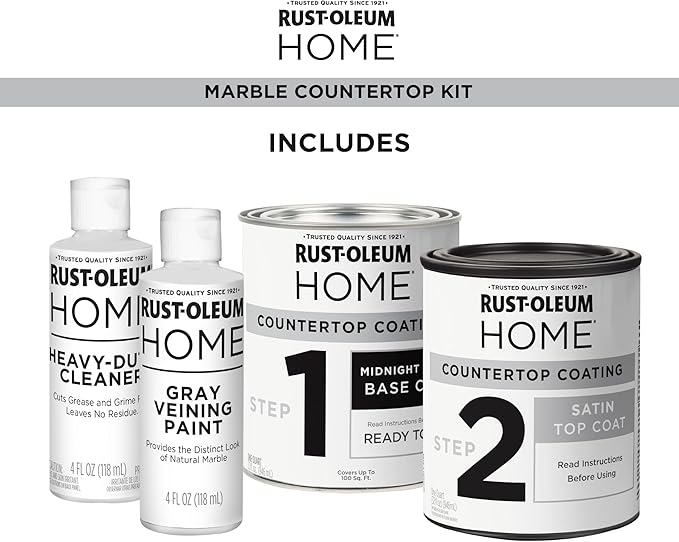 Rust-Oleum 369548 Home Marble Countertop Coating Kit, 72 fl oz, Black