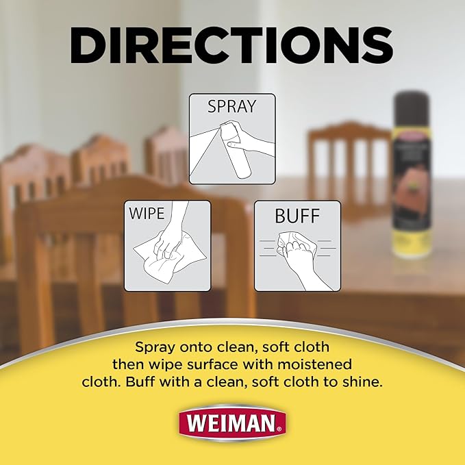 Weiman Wood Furniture Cleaner & Polish - Cleans, Shines & Protects Finished Wood Surfaces - 2 PACK with MicroFiber Cleaning Towel Included