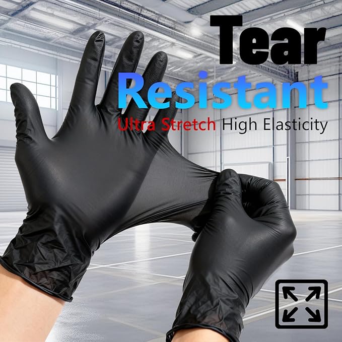 5 Mil Nitrile Gloves Black GP50 - Latex & Powder Free - Disposable - Food Safe - for Cleaning, Food Prep, Nail Tech