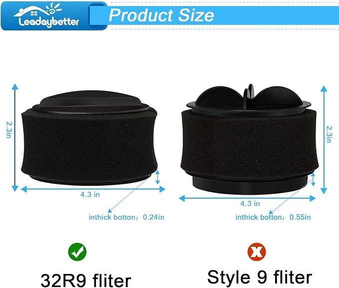 Leadaybetter 4 Pack Replacement Filter for Bissell Power Force & Helix Turbo Inner and Outer Filter Set for Bissell 32R9,203-7913