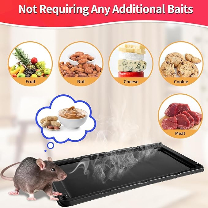 LULUCATCH Mouse Traps Indoor for Home 10 Pack, Bulk Sticky Traps with Peanut Butter Scent, Rat Trap & Insect Catcher for Garage, Warehouse, Glue Board for Mice, Lizard, Cockroach & Spiders