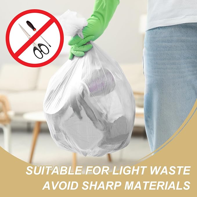 Magesh 8-10 Gallon Trash Bag Strong, Leakage-Free, Medium Garbage Bags Unscented Thick for Bathroom, Office, Kitchen Medium Trash Can, 60L, 105 Bags, Clear