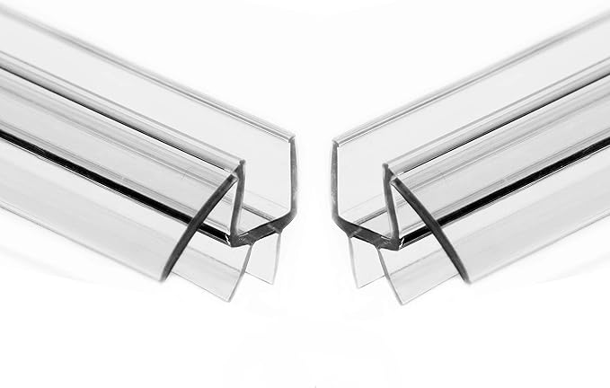 2PACK - eatelle Shower Door Bottom Seal with Drip Rail for 3/8" (10mm) Thick Glass, 36" Long Sweep - Ultra Clear Polycarbonate