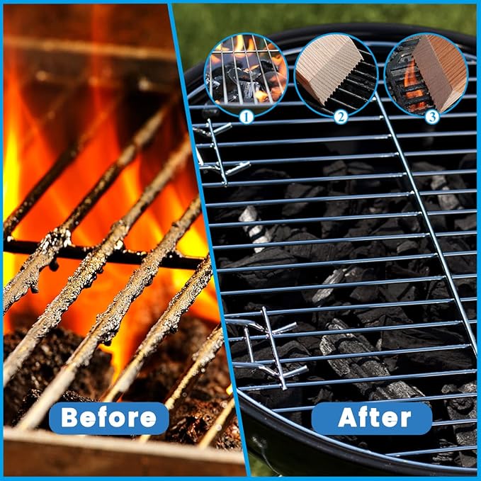 CONSDAN Wood Grill Scraper, Soild Oak Wooden Grill Brush, Grill Scraper for Outdoor Grill, Bristle Free Grill Scrapers, Grill Grate Cleaner Safe Wood Grill Brusher