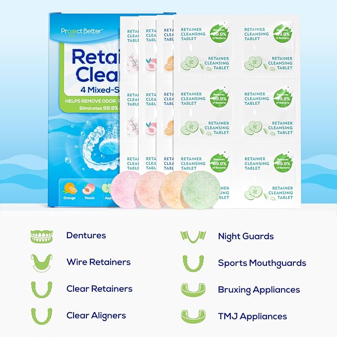 Retainer Cleaner Tablets & Denture Cleaning Tablets （5-mixed favor,156 denture cleaning tablets）