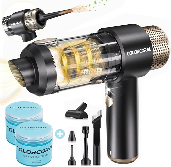 COLORCORAL Mini Vacuum Cleaner and 2Pack Cleaning Gel Universal Dust Cleaner for Car Vent Keyboard