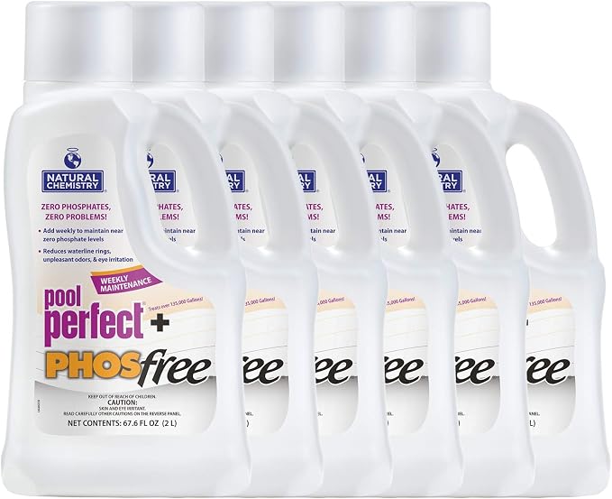Natural Chemistry Pool Perfect + Phosfree, 2 Liter, 6 Pack | Phosphate Remover, Reduces Waterline Rings, Unpleasant Odors & Eye Irritation