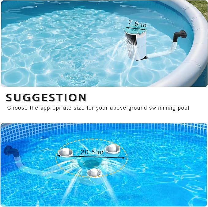 Surface Float Skimmer,No Installation Required, no Adjustable Bracket Required,Comes with 10 Filter Socks, Special Note: Skimmer Rate not exceeding 1100 GPH(Turquoise)