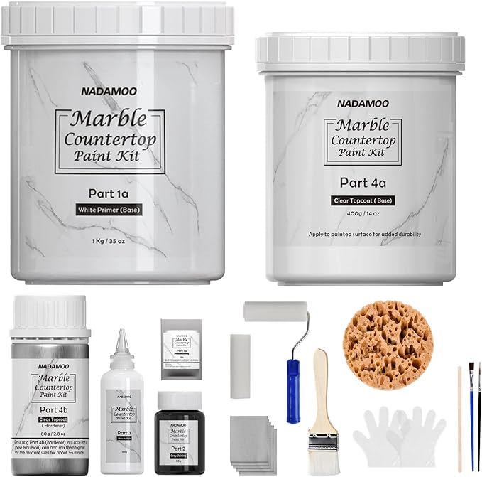 NADAMOO White Marble Countertop Paint Kit + Tub and Tile Spray Spray Paint (1 Can)