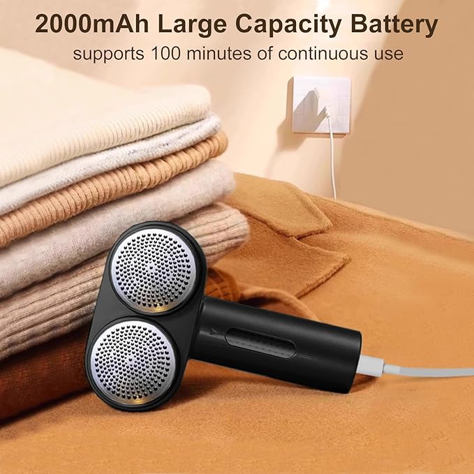 Power Fabric Shaver , Professional Pilling Remover , Dual-Head Electric Lint Remover 2nd Gear Adjustable Speed , 6 Blades Large Fuzz Pill Remover for Clothes Sweater Couch Furniture