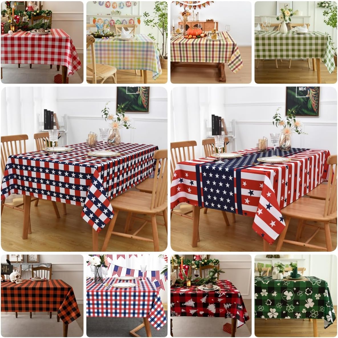 Classic Gingham Buffalo Tablecloth Fabric - Oblong 58x144 Inch Water Proof Checkered Table Cloth for Indoor Outdoor - Table Cover for Valentine's Day, Picnics, BBQs, and Parties