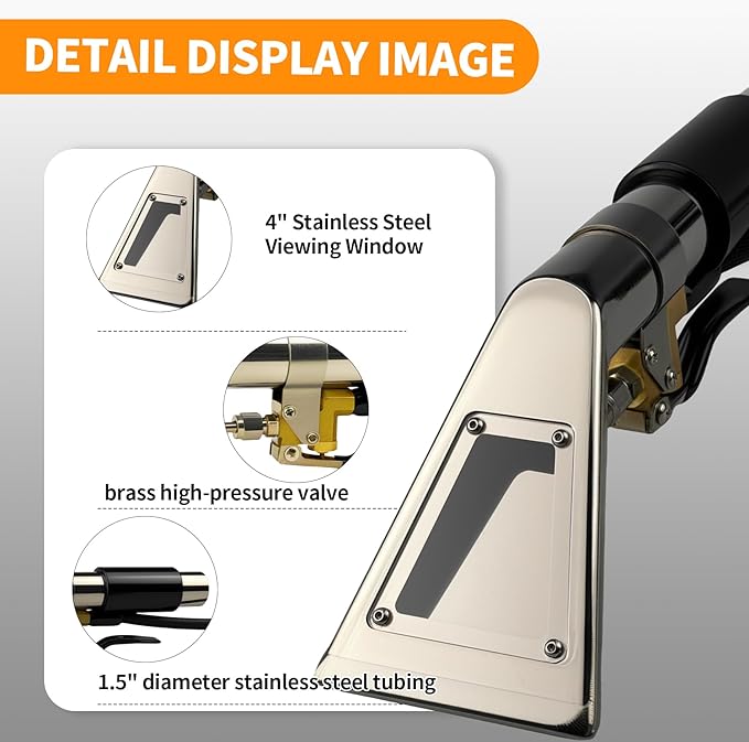 Upgrade Extractors Upholstery Detailing Tool with Viewing Window,Auto Detailing Tools Hand Wand, Carpet Cleaning Extractor with Clear Head for Mytee/ShopVac & Most Portable Carpet Attachment