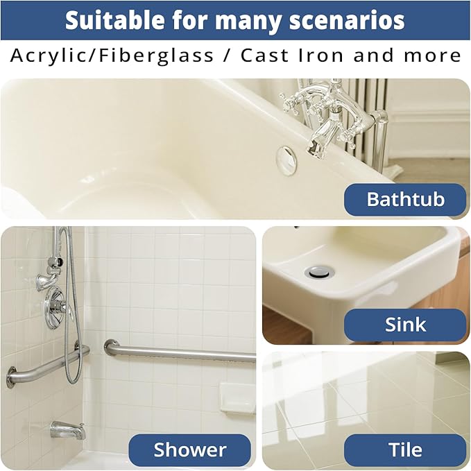 DWIL Tub Paint, Tub and Tile Refinishing Kit with Tools, White Bathtub Paint Water Based &Low Odor, Easy to Use for Sink Bathroom Shower, Vanilla White, 25-30sq.ft