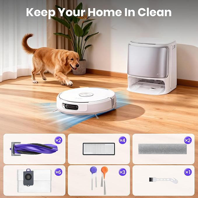21 Pack Replacement Accessories Parts for Narwal Flow Replacement Parts Compatible with Narwal Flow Robotic Vacuum Parts with 2 Roller Brush,2 Mops,4 HEAP,6 Dust Bags,6 Side Brushes,1 Brush