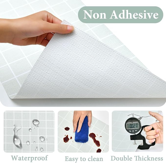 Drawer and Shelf Liner for Kitchen Cabinet: 17 in X 20 Ft Non Slip Waterproof Shelf Paper Non Adhesive Refrigerator Liners Light Gray Grid Easy Liners for Bathroom