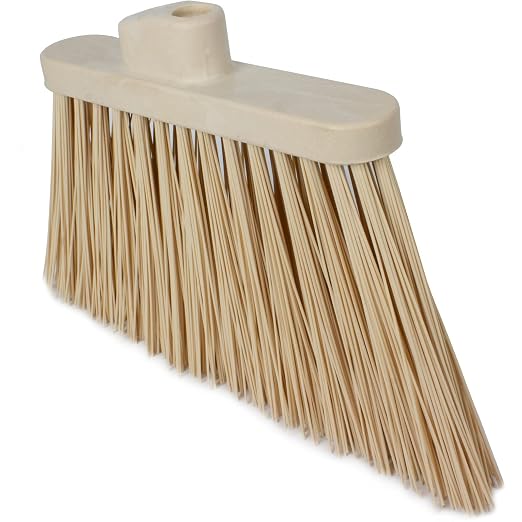 SPARTA Plastic Broom Head, Angled, Un-Flagged for Large Debris Indoor, Outdoor, Home, Restaurant, Lobby, Office, 12 Inches, Tan
