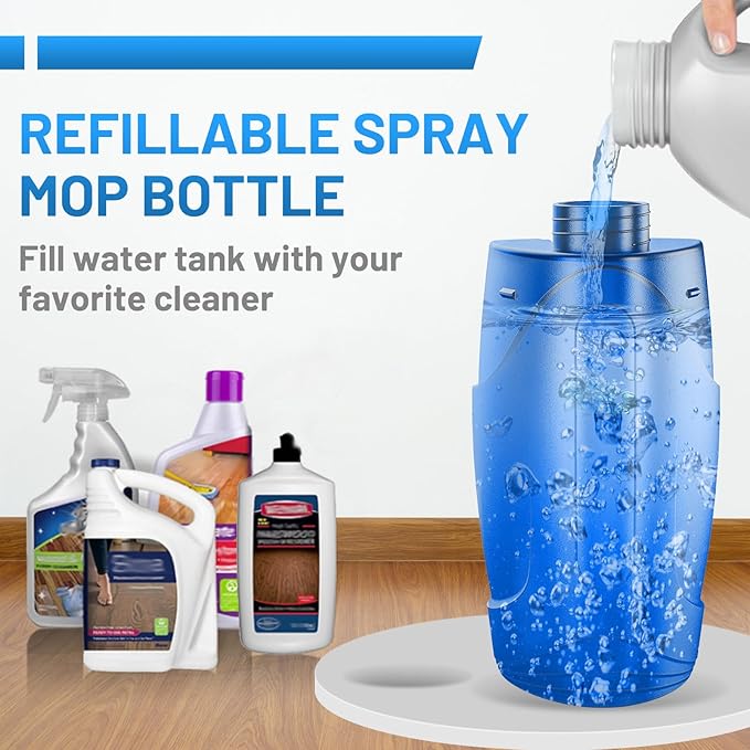 Microfiber Hardwood Floor Mop with 4 Washable Pads & 520ML Refillable Bottle Bundle