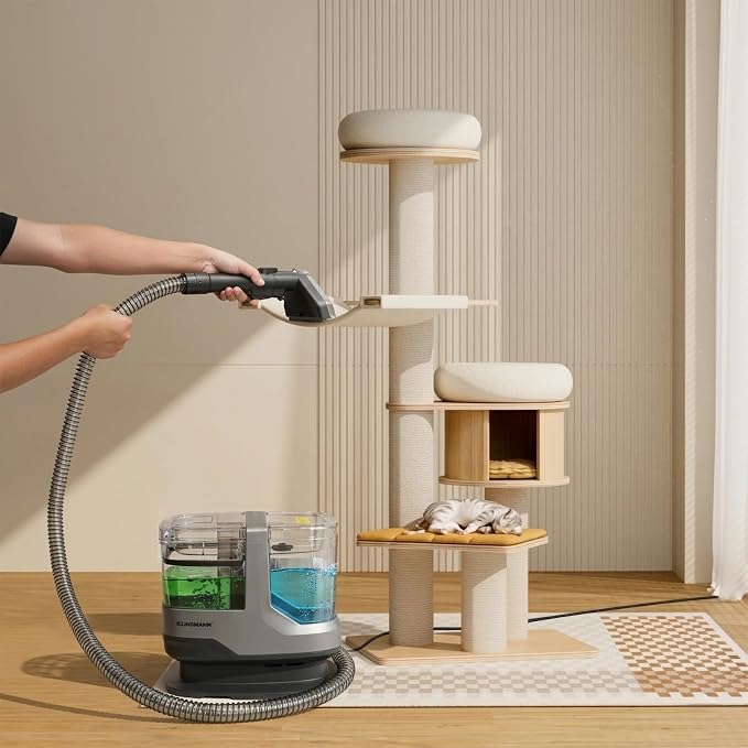 Small Carpet Shampooer, Portable Upholstery & Couch Cleaner Machine, 17KPa Powerful Suction, Deep Cleaning Handheld Car Shampoo Machine for Furniture, Sofa, Rug, Stairs, Pet Stains, Car Seats