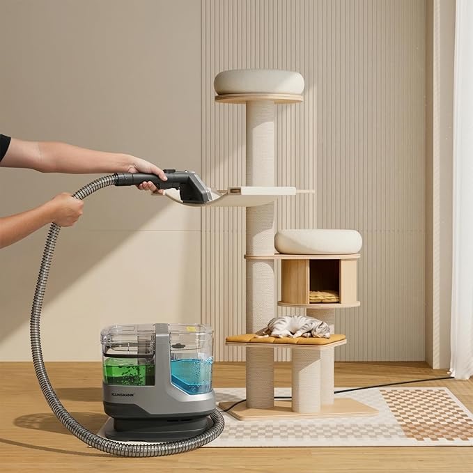 Couch & Upholstery Cleaner Machine, Portable Carpet Shampooer Machine with 17KPa Powerful Suction, Dual Brush Heads for Deep Cleaning Car Seat, Rug, Furniture, Stairs, Sofa, Spot & Pet Mess, Black