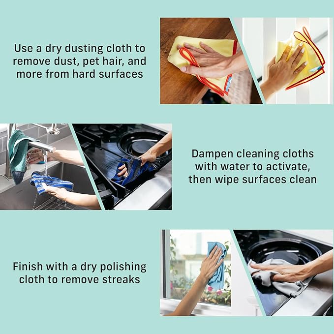 E-Cloth Home Cleaning Set with Microfiber Cleaning Cloths for Cars & Microfiber Cleaning Cloth Glass Cleaner Kit - Microfiber Towel Cleaning Kit for Cars, Large