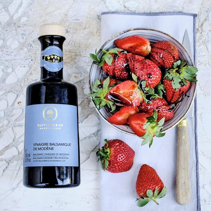 Balsamic Vinegar of Modena IGP, Aged Italian Barrel-Aged Balsamic, 100% Cooked Grape Must, No Caramel Added, Thick, Smooth & Naturally Sweet, For Drizzling, Salads & Marinades, 8.5 fl oz, Oliviers&Co