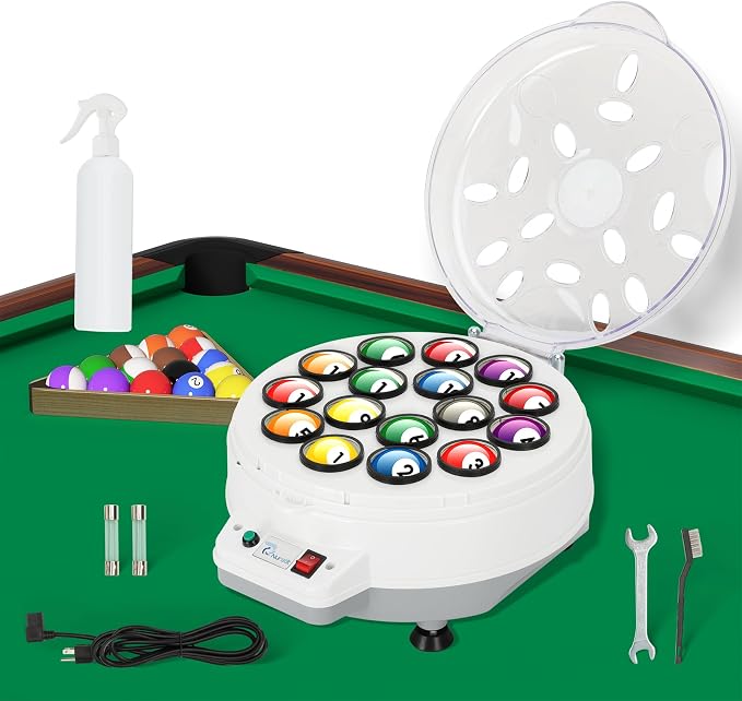 Billiard Ball Cleaner and Polisher, Billiard Ball Cleaner, Pool Ball Cleaner for 16 Billiard and Snooker, Balls British and American Dual Use 110V, Automatic Pool Ball Cleaner