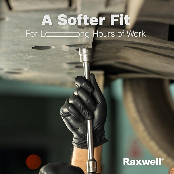 Raxwell Disposable Nitrile Gloves - Latex-Free Design - Puncture-Resistant Medical Gloves - Textured Grip for Food Prep