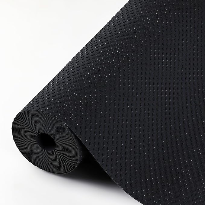 Hersvin Shelf Liners, 24 in x 20 ft Kitchen Drawer Mats, Non-Adhesive EVA Cupboard Protector, Cabinet Lining (Black Dot)
