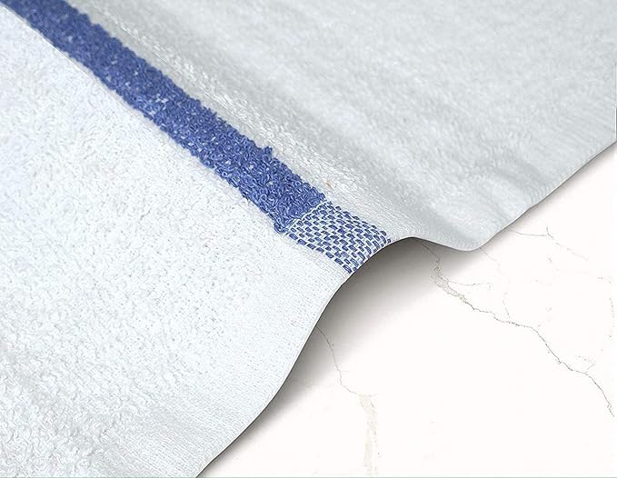 Bar Mops Blue Stipe Pack of 36 Kitchen Towels 16x19 Multi-Purpose for Home, Restaurant and Cleaning White Absorbent Washcloth Dishcloths Sets, Reusable Dish, Cloths Rags