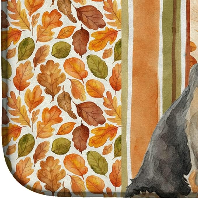 Caroline's Treasures Grizzle Airedale Terrier Heirloom Fall Dish Drying Mat Absorbent Dish Drying Mat Pad for Kitchen Counter Dish Drainer Mat for Countertop, 14 x 21", Multicolor