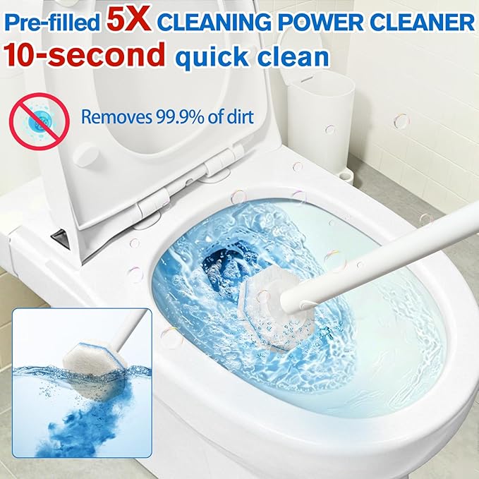 Disposable Toilet Bowl Brush and Holder - Toilet Bowl Wand Refills with Toilet Bowl Cleaner, Includes 40 Refill Heads for Clorox Toilet Brush, Wand & Storage Caddy - Won't Fall Apart
