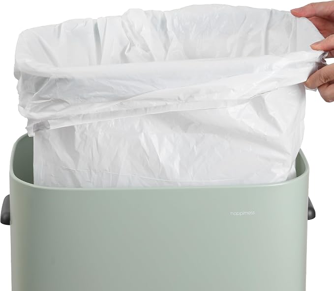 happimess HPM1017E Tammi Kitchen 14.5-Gallon Slim Metal Push Button Trash Can for Home, Kitchen, Laundry Room, Office, Bedroom, Bathroom, Pistachio Gelato