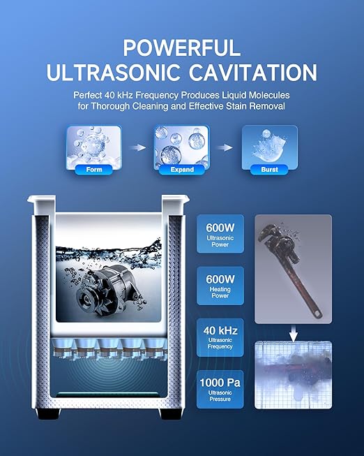 CREWORKS Professional 30L Ultrasonic Cleaner Machine & 17 fl oz Jewelry Cleaner Solution 1:40 Dilution